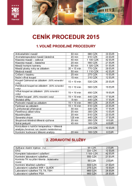 ceník procedur 2015 1. volně prodejné procedury