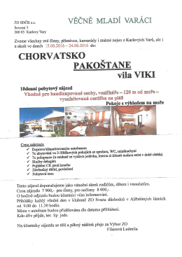 Pojeďte s námi v létě do Chorvatska