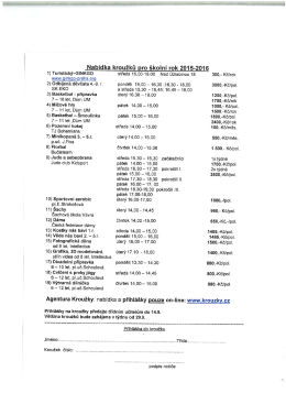Nabídka kroužků pro školní rok 2015-2016