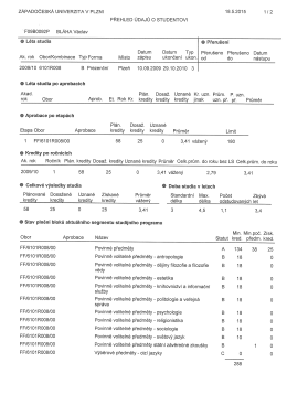 Humanistika &ndash; studium 2009 až 2010