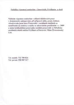 Nabídka výpomoci seniorům V Janovicích, Frýdlantu a okolí