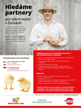 Hledáme partnery pro výkrm kuřat v ČecHácH!