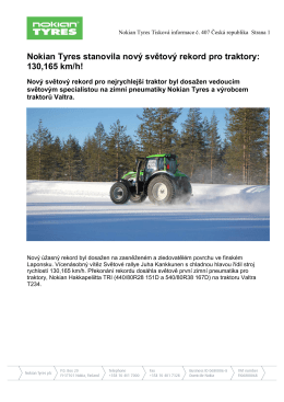 Nokian Tyres stanovila nový světový rekord pro traktory: 130,165 km/h!