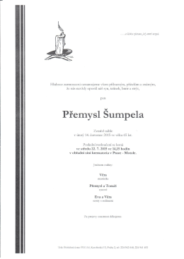 Parte Přemysla Šumpely, absolventa OU ročník 1965