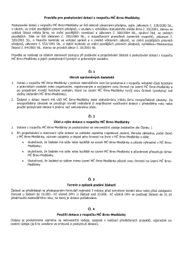 Pravidla pro poskytov&aacute;n&iacute; dotac&iacute; z rozpočtu MČ Brno