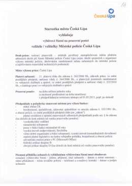 Starostka města Cesk&aacute; L&iacute;pa vyhla&scaron;uje