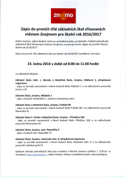 Zápis do prvních tříd základních škol zřizovaných