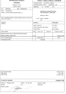 Kooperativa pojištění objektu 01-06/2015