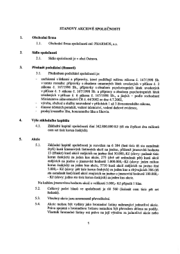 Platn&eacute; stanovy PHARMOS, a.s.