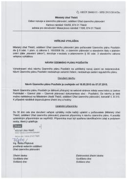 Veřejná vyhláška - NÁVRH ÚZEMNÍHO PLÁNU POZĎATÍN