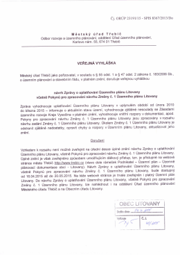 Veřejná vyhláška_Změna č. 1 Územní plán Litovany