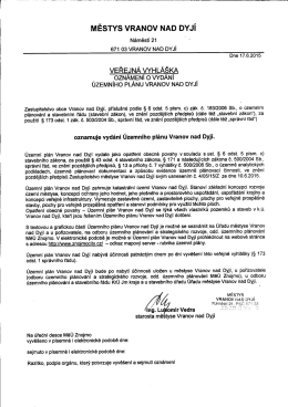 Oznámení o vydání Územního plánu Vranov nad Dyjí