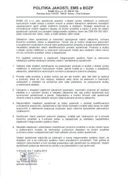 Politika jakosti, EMS a BOZP