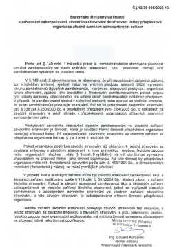 Stanovisko MF ČR k z&aacute;vodn&iacute;mu stravov&aacute;n&iacute; v př&iacute;sporg.&uacute;sc