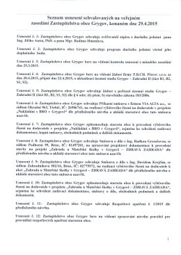 Usnesení z veřejného zasedání ZO ze dne 29.4.2015