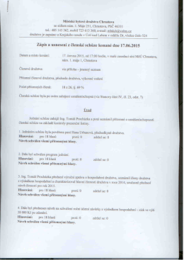 Zápis a usnesení z členské schůze