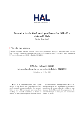 Fermat a teorie čísel aneb problematika dělitelů a - Hal-SHS