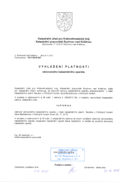 Vyhlášení platnosti obnoveného katastrálního operátu Neratov