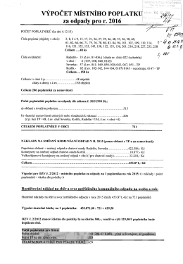 Výpočet místního poplatku za odpady pro rok 2016