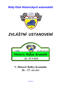 Zvláštní ustanovení - Rally klub historických automobilů