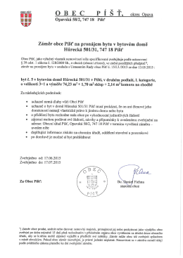 Záměr obce Píšt” na pronájem bytu V bytovém domě