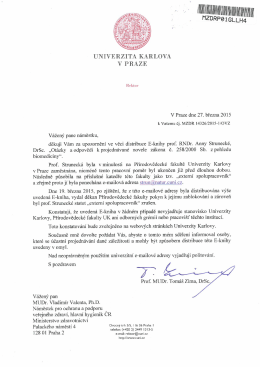 Vyjádření rektora UK Praha k šíření E