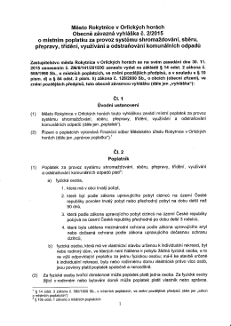Obecně z&aacute;vazn&aacute; vyhl&aacute;&scaron;ka č. 2/2015 o m&iacute;stn&iacute;m poplatku za provoz