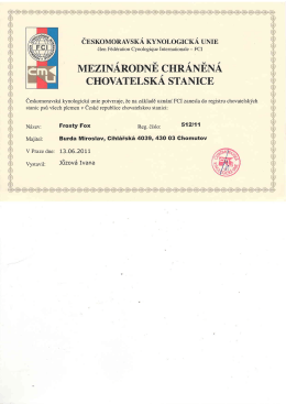 certifikát chovatelské stanice