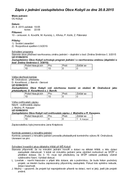 Zápis z jednání zastupitelstva Obce Kobylí ze dne 20.8.2015