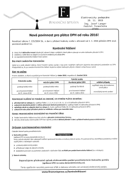 Nov&aacute; povinnost pro pl&aacute;tce DPH od roku 2016