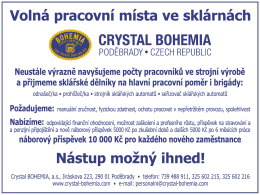 Volná pracovní místa ve sklárnách