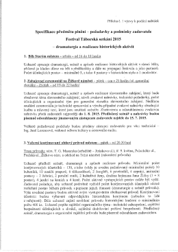 Speciﬁkace předmětu plněn&iacute; - požadavky a podm&iacute;nky zadavatele