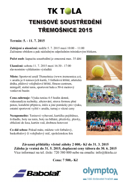 tenisové soustředění Třemošnice 2015.