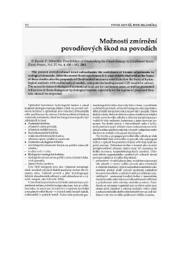 Kovář, P., Sklenička, P. 2003. Možnosti zmírnění povodňových škod