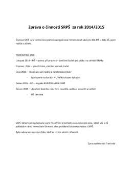 Zpráva o činnosti SRPŠ za rok 2014/2015