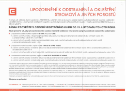 ČEZ - Upozornění na odstranění a okleštění stromoví a jiných porostů.