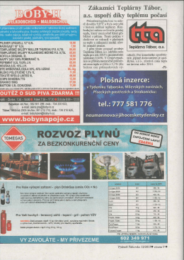 Zákazníci Teplárny Tábor, a.s. uspoří díky teplému počasí