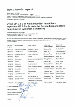 Zápis z losování expertů - Státní fond kinematografie