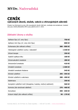 CENÍK - MVDr. Načeradská