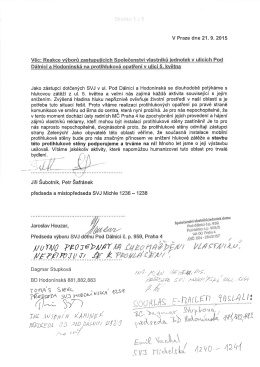 Jako z&aacute;stupci dotčen&yacute;ch SVJ v ui. Pod D&aacute;lnici a Hodon&iacute;nsk&aacute; se
