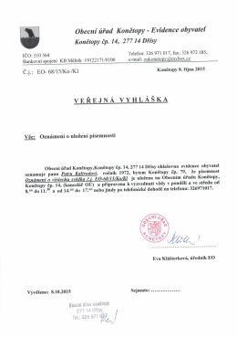 Oznámení o uložení písemnosti pro pana Petra Kalivodu.