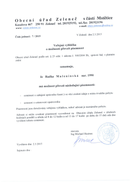 Obecn&iacute; &uacute;řad Zeleneč Sč&aacute;st&iacute;Mstětice