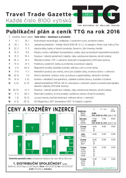 Ceník a harmonogram TTG Czech 2016