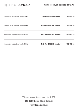 Cen&iacute;k tepeln&yacute;ch čerpadel TnG-Air