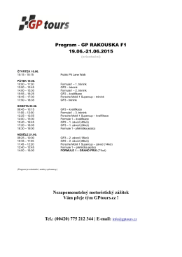 Program - GP RAKOUSKA F1 19.06.-21.06.2015