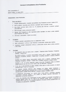 Usnesení 8. zasedání Zastupitelstva obce Podolanka dne 13.4.2015