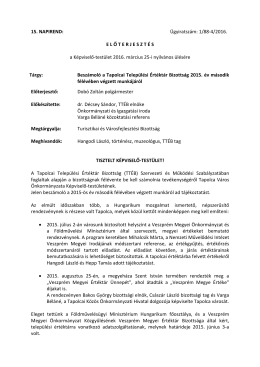 Beszámoló a Tapolcai Települési Értéktár Bizottság 2015. év