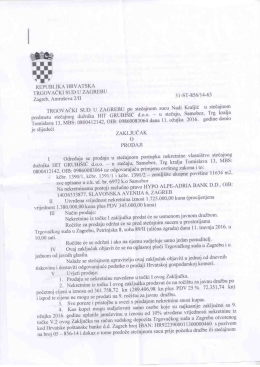 HIT-GRUBI&Scaron;IĆ- Zaključak o prodaji 11.3.2016