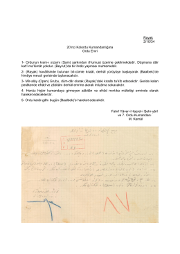 Rayak 2/10/34 20`nci Kolordu Kumandanlığına Ordu Emri 1