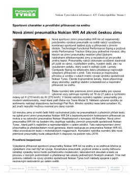 Nová zimní pneumatika Nokian WR A4 zkrotí českou zimu